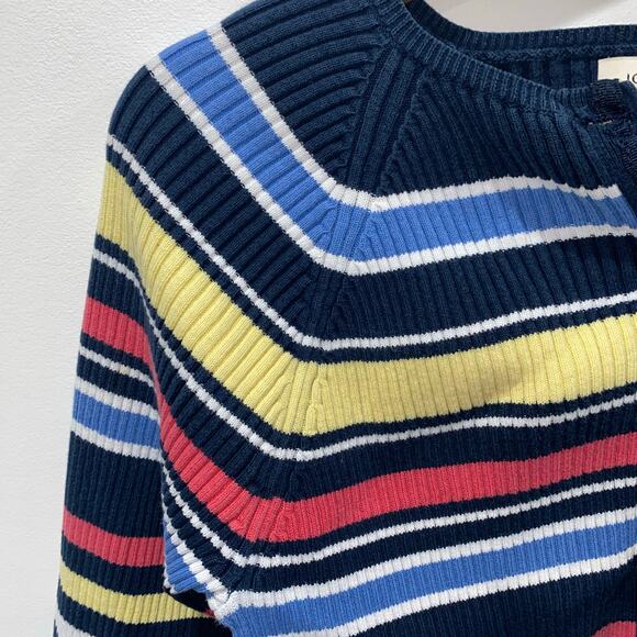 Jones NY Sport 100% Cotton Striped Button Up Cardigan, Women’s Large - Picture 6 of 10